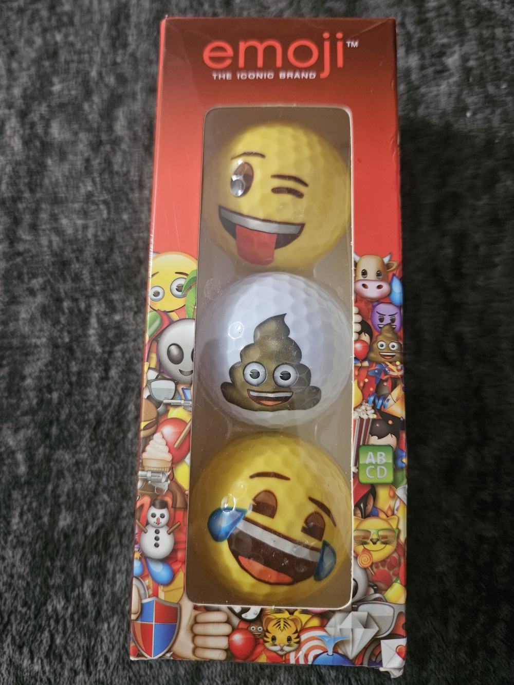 Emoji The Iconic Brand 3pk Golf Balls Wink Poop CryingLaughter Funny Golfing Set